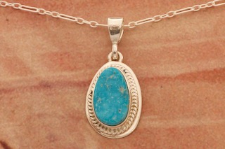 Genuine Kingman Turquoise Sterling Silver Pendant